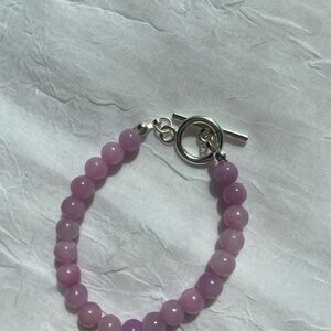 Purple Beaded Bracelet with Silver Clasp
